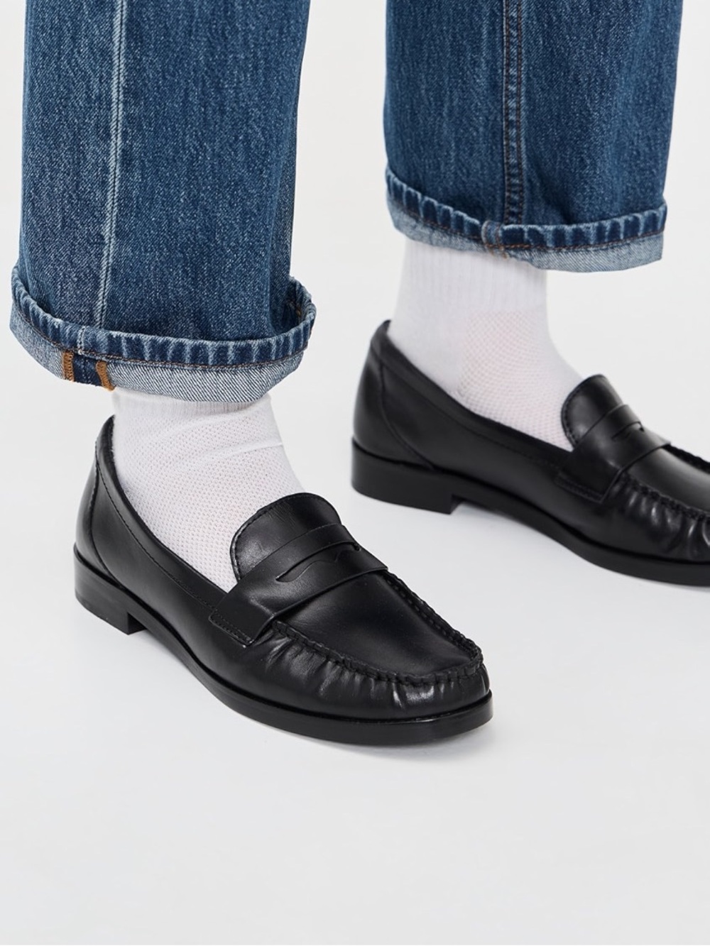 Reformation Ani Ruched Penny Loafer Black - Picture 3 of 10